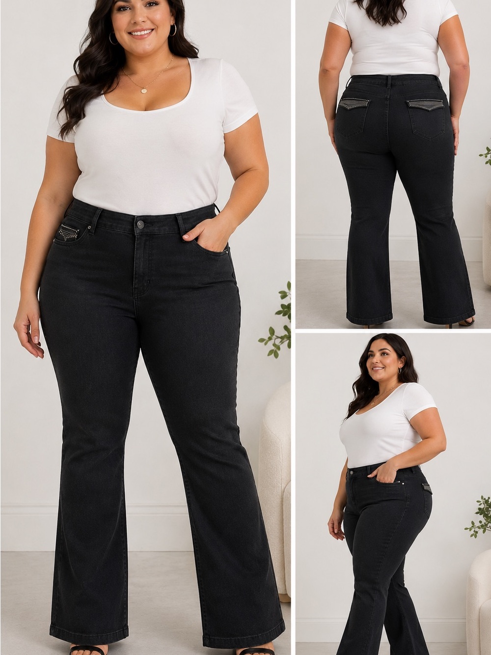 Chico’s Platinum Black Bootcut Stretch Jeans Women’s Size 3 Short Cotton Blend